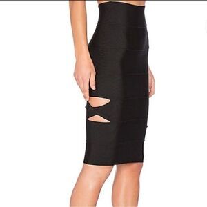 Lolitta skirt womens size 2 Sophia cut out Midi Bandage BodyCon Black Pencil
